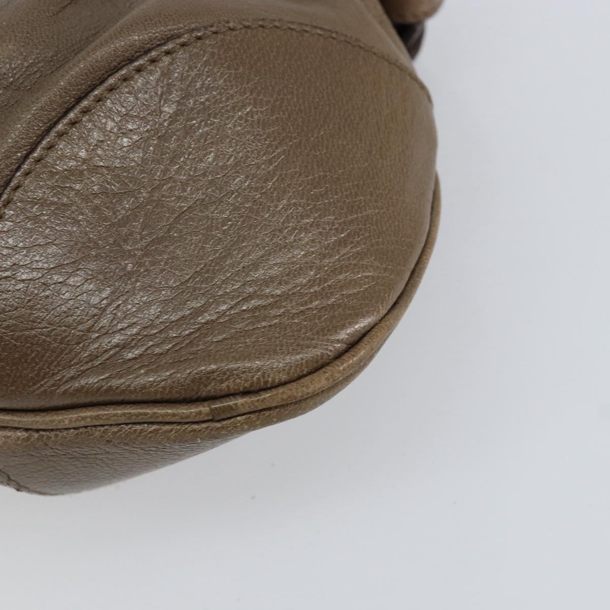 Salvatore Ferragamo Gancini Hand Bag Leather Brown Silver Auth 154678