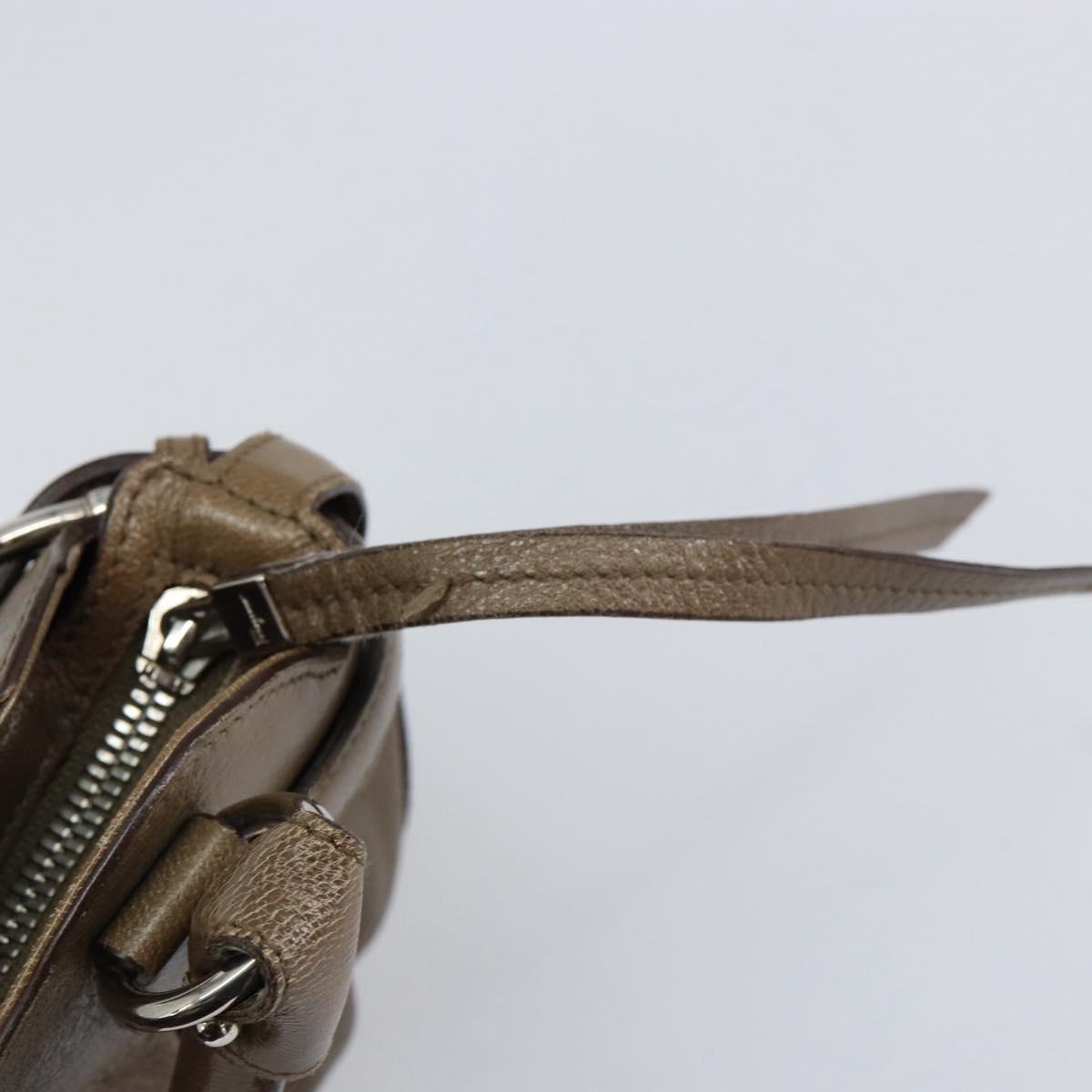 Salvatore Ferragamo Gancini Hand Bag Leather Brown Silver Auth 154678