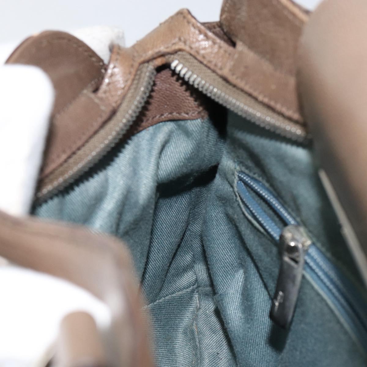 Salvatore Ferragamo Gancini Hand Bag Leather Brown Silver Auth 154678