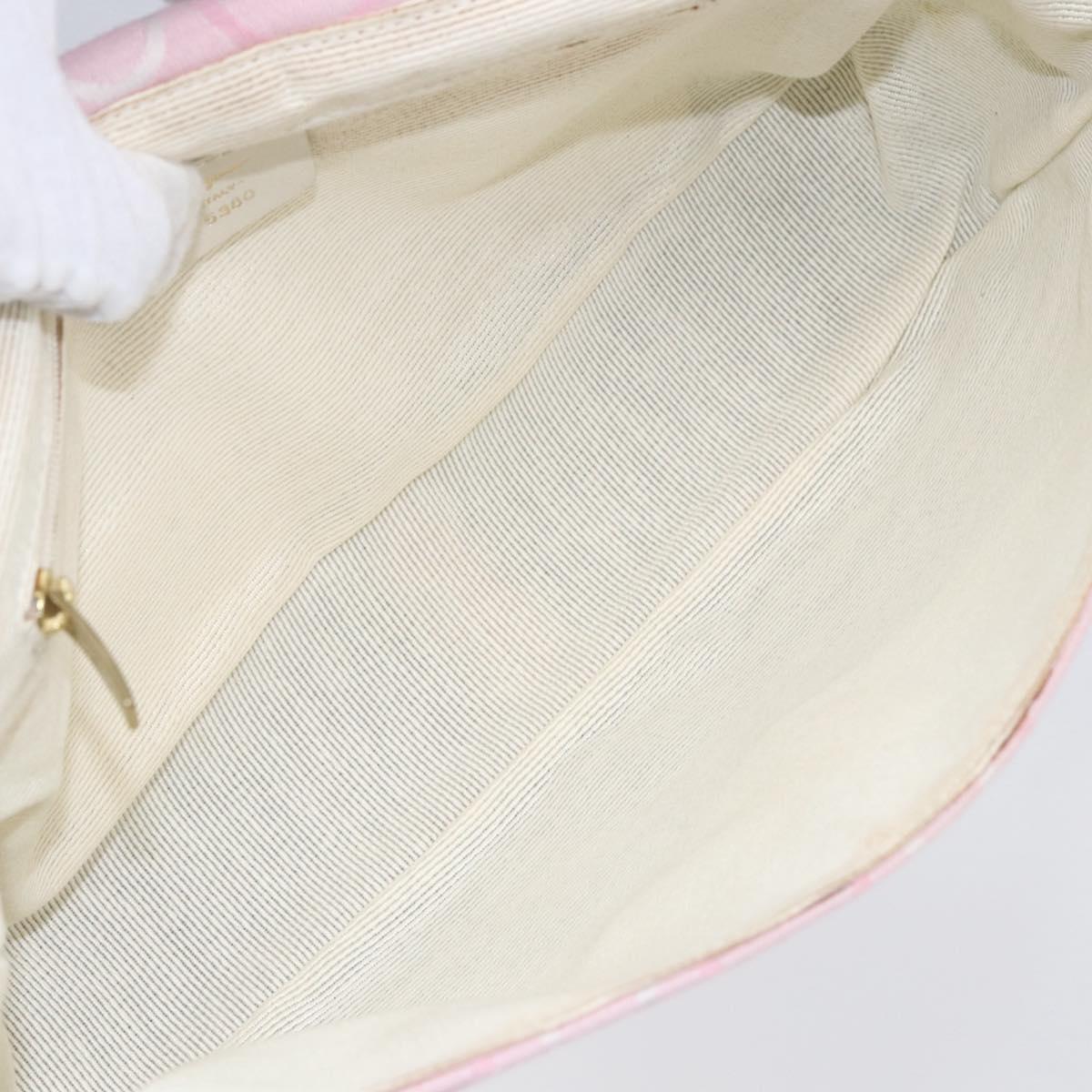 Salvatore Ferragamo Gancini Shoulder Bag Canvas Pink Gold Auth 154679