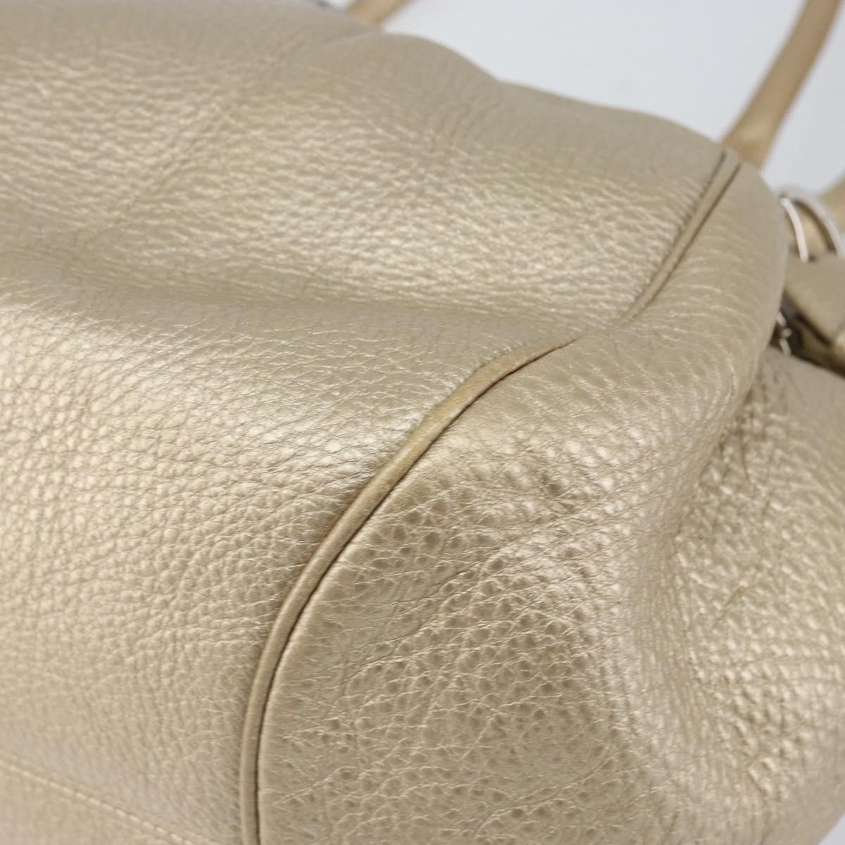 Salvatore Ferragamo Gancini Hand Bag Leather Gold Auth 154680