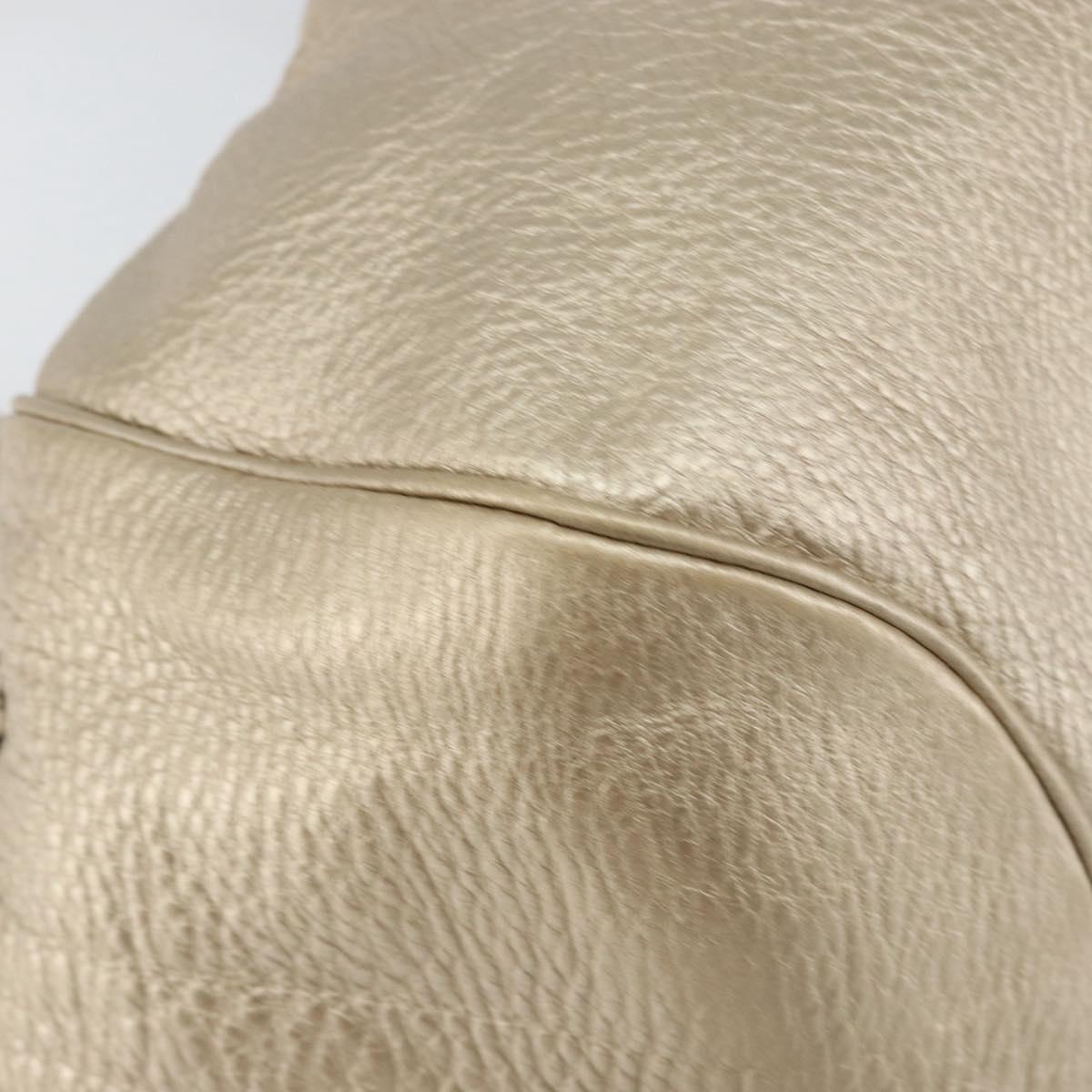 Salvatore Ferragamo Gancini Hand Bag Leather Gold Auth 154680