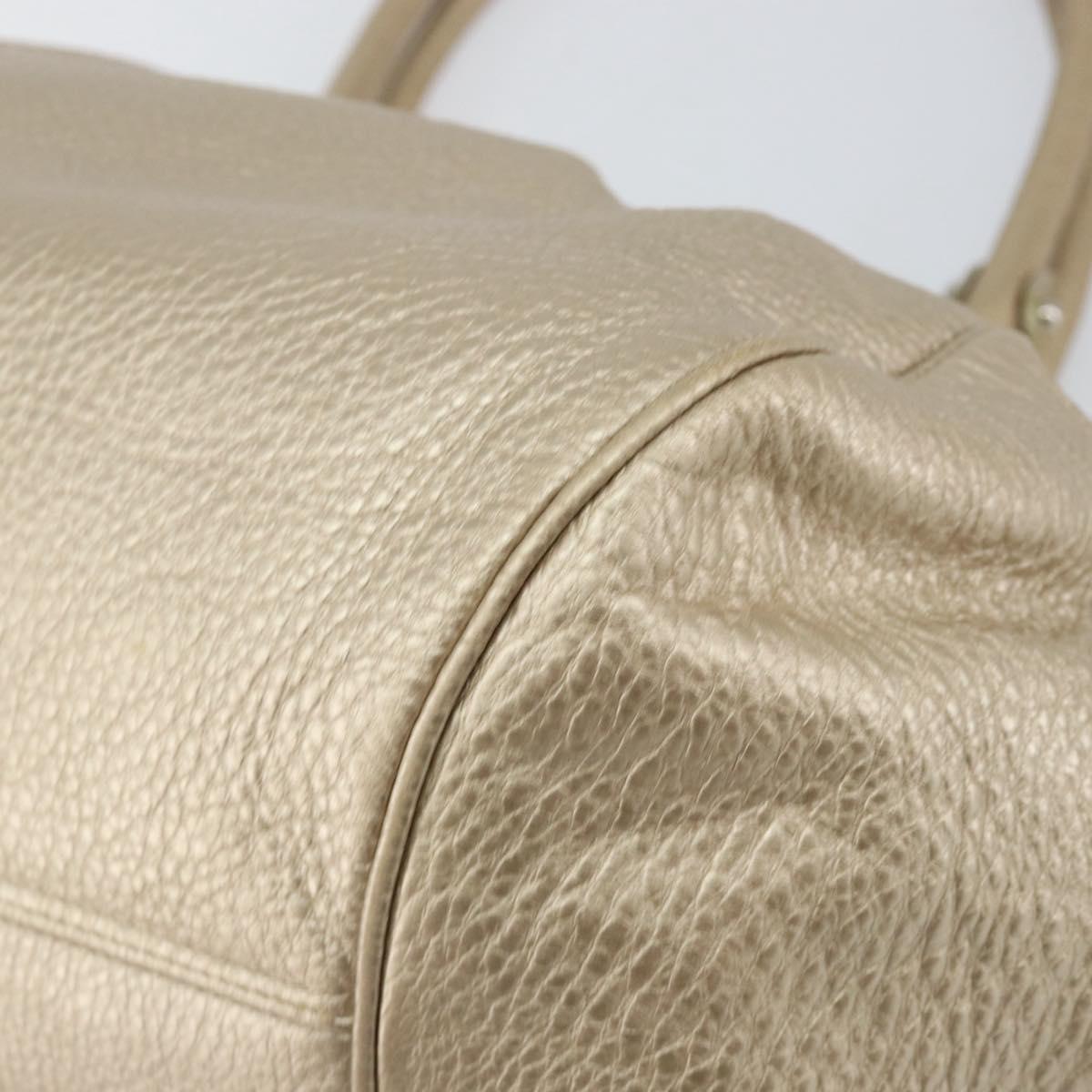 Salvatore Ferragamo Gancini Hand Bag Leather Gold Auth 154680