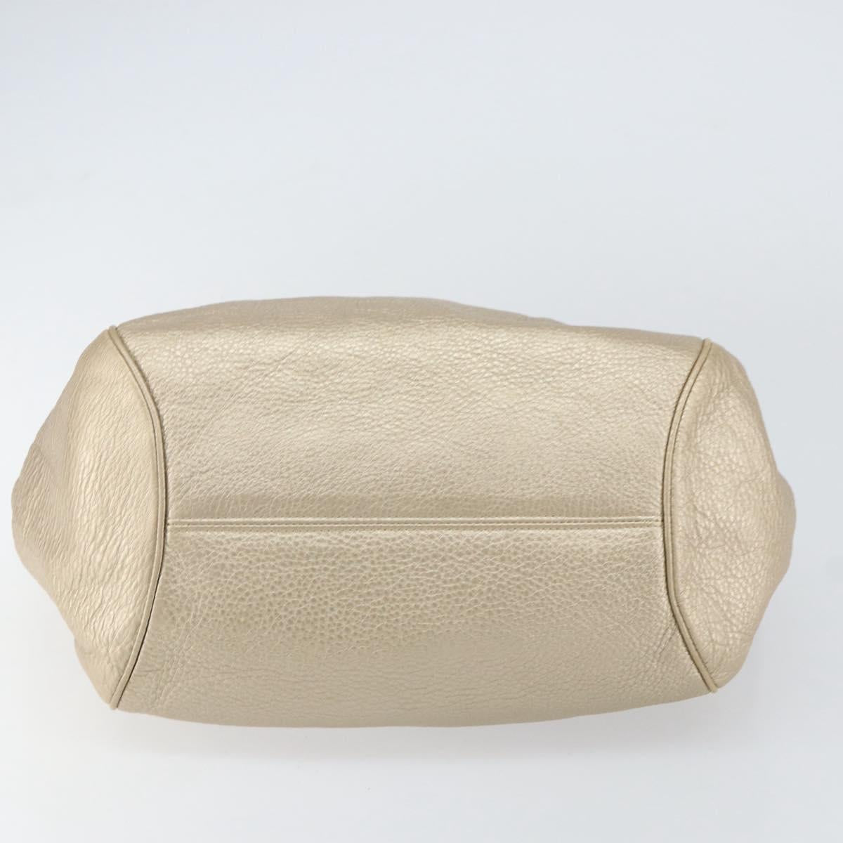 Salvatore Ferragamo Gancini Hand Bag Leather Gold Auth 154680