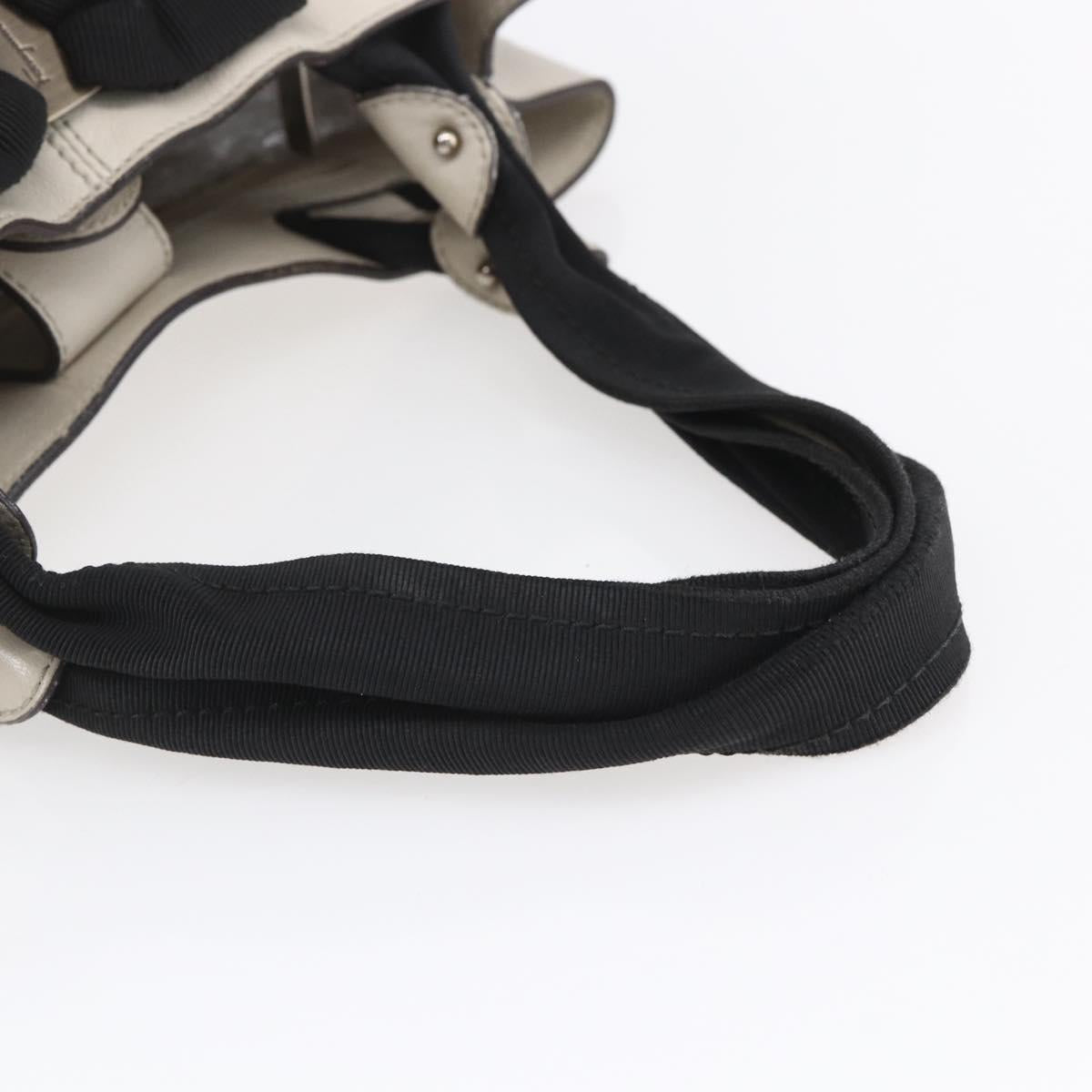 Salvatore Ferragamo Vala Hand Bag Leather Ivory Auth 154681