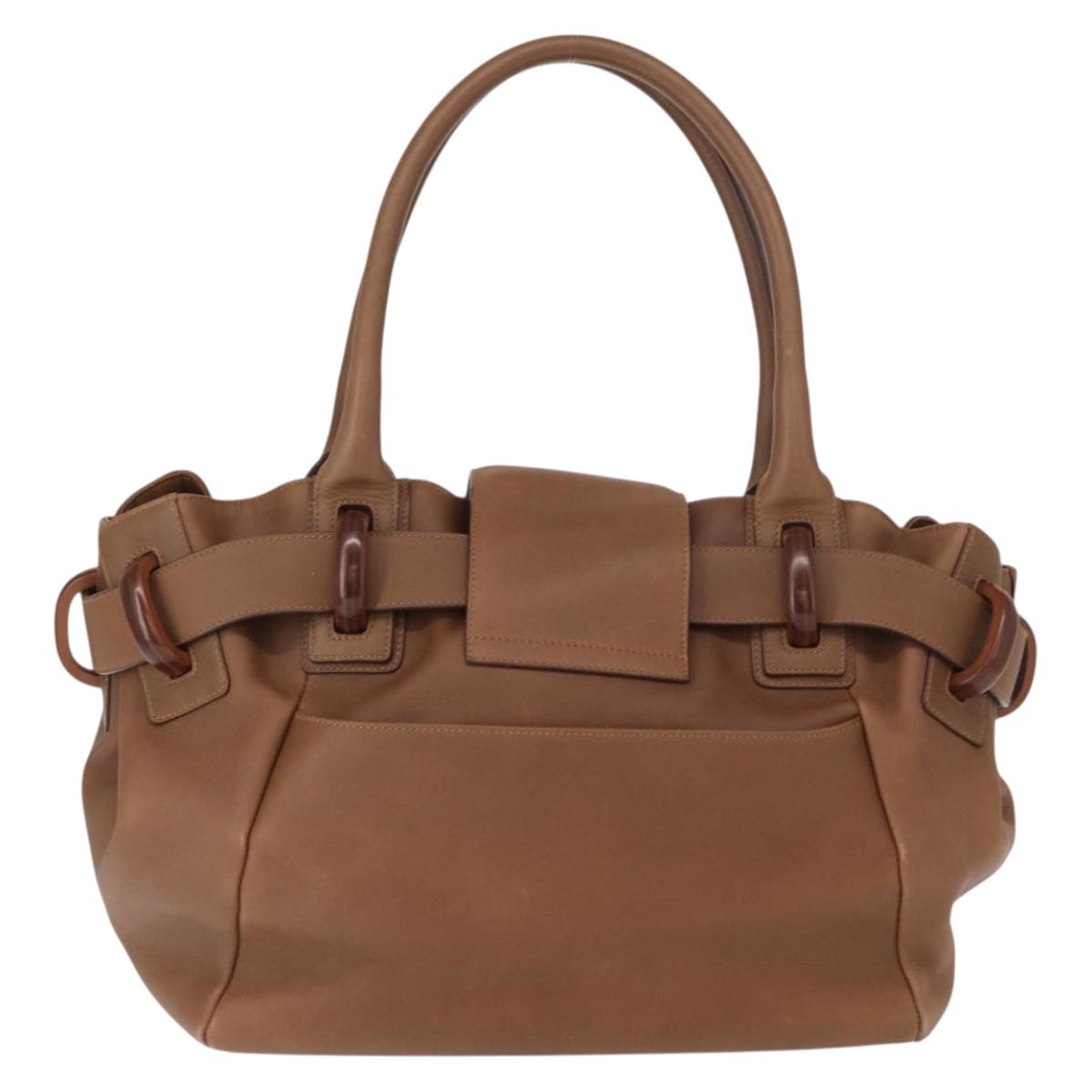 Salvatore Ferragamo Hand Bag Leather Brown Silver Auth 154683