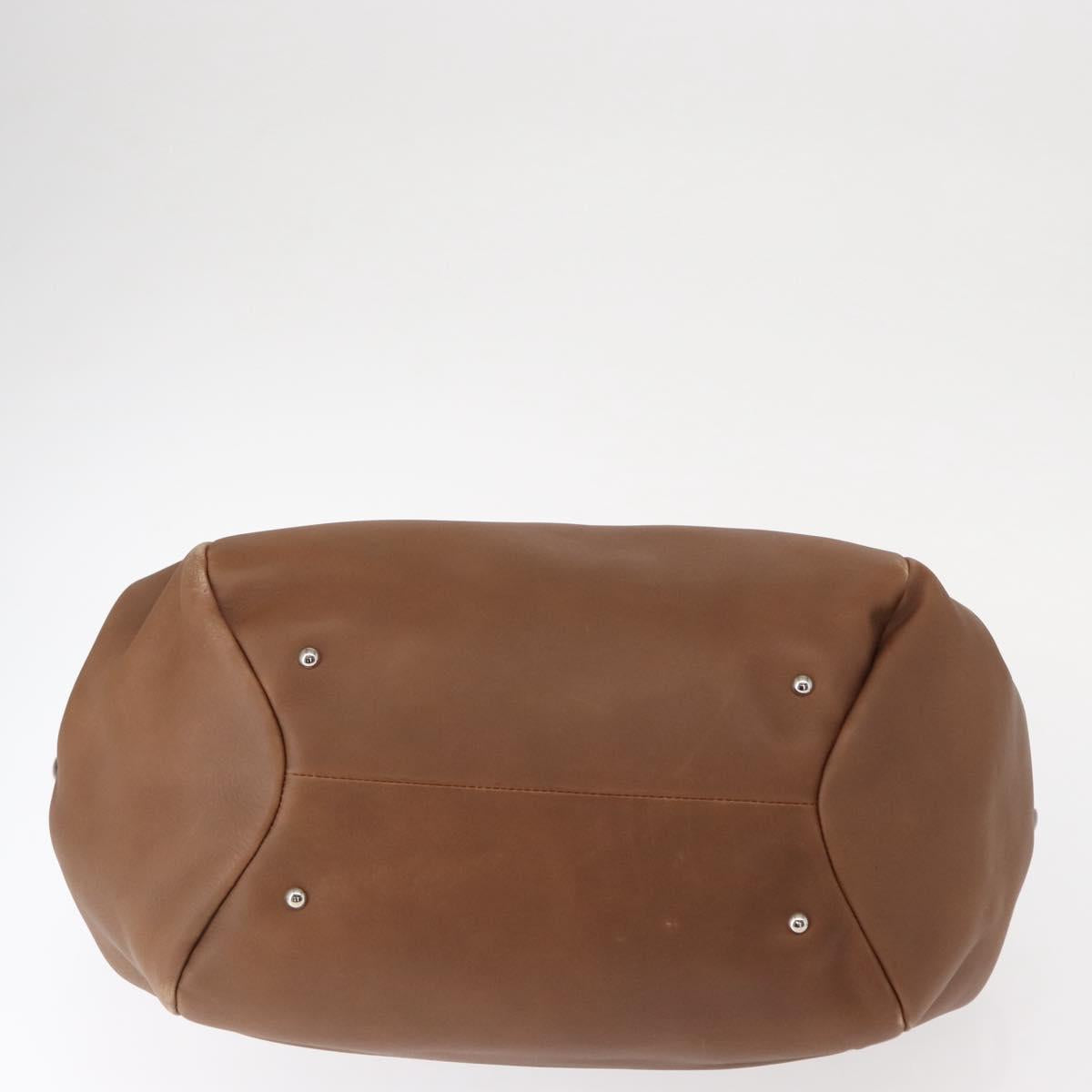 Salvatore Ferragamo Hand Bag Leather Brown Silver Auth 154683