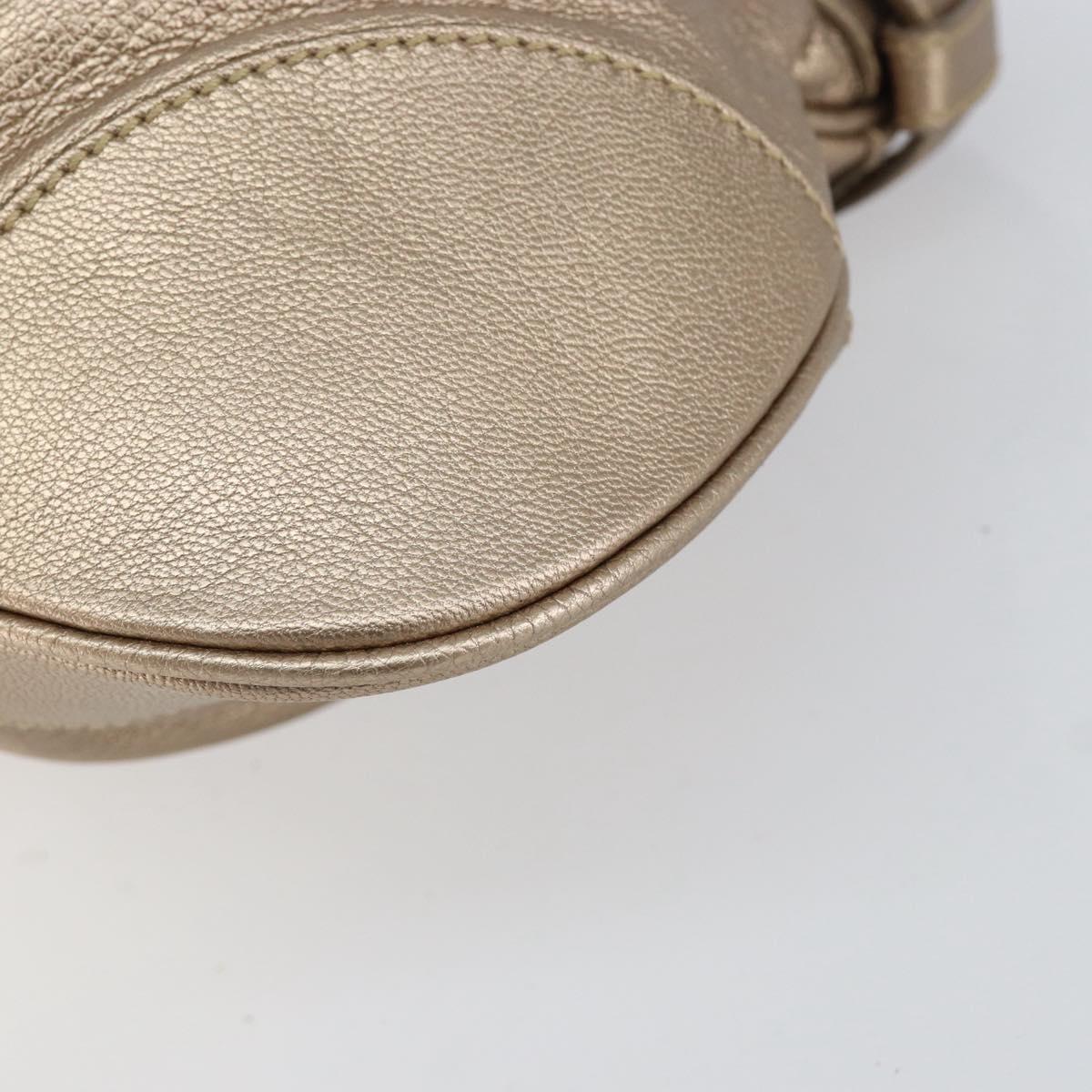 Salvatore Ferragamo Gancini Hand Bag Leather Gold Auth 154684