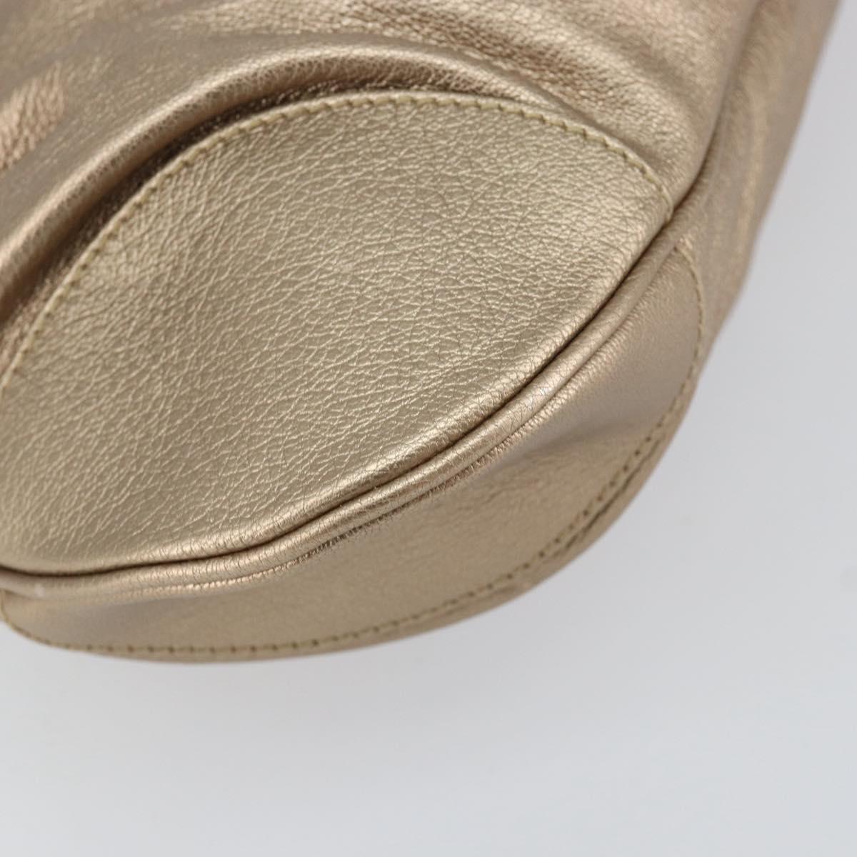 Salvatore Ferragamo Gancini Hand Bag Leather Gold Auth 154684