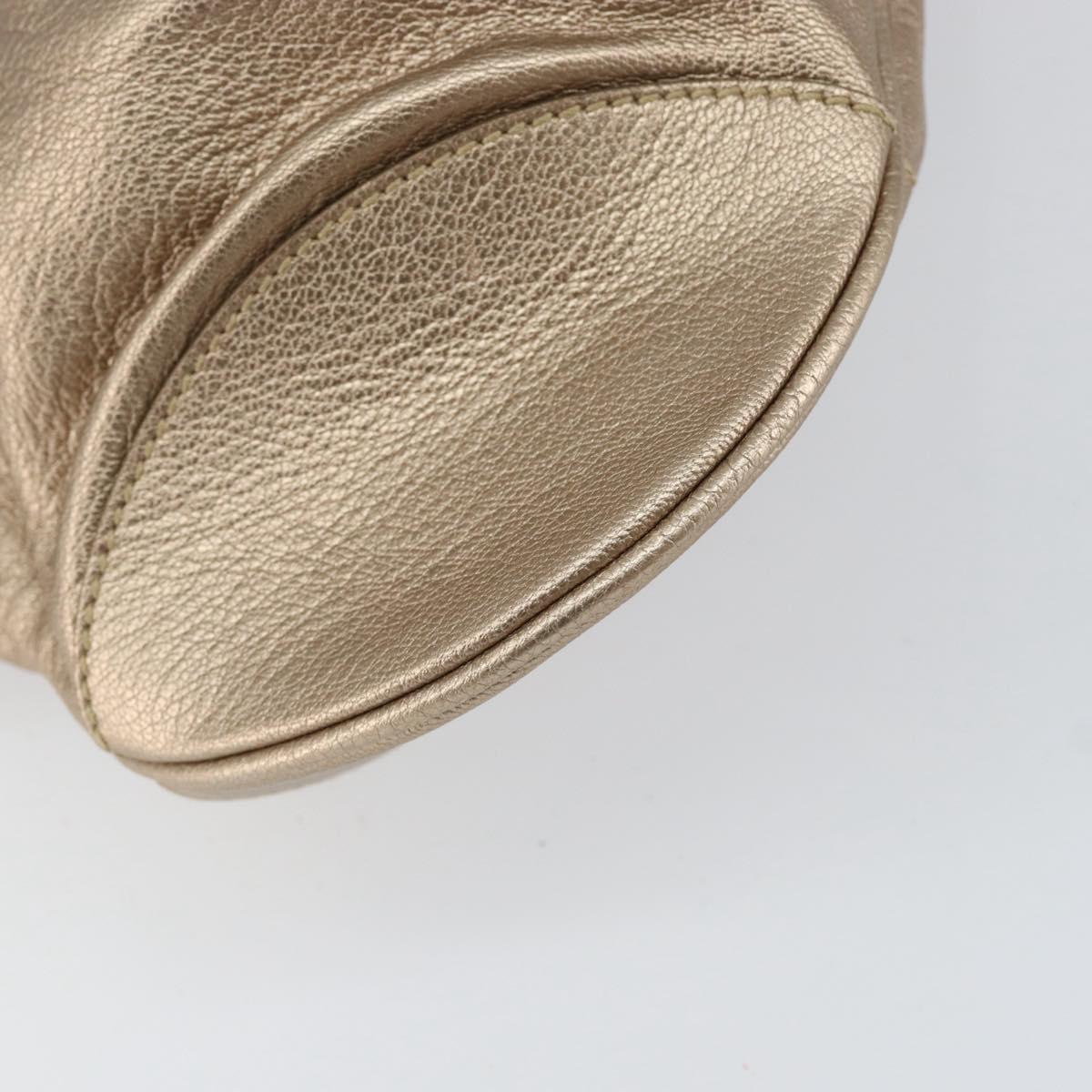 Salvatore Ferragamo Gancini Hand Bag Leather Gold Auth 154684