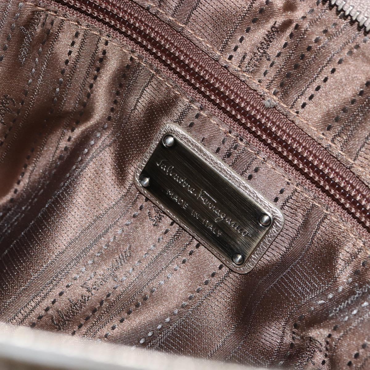 Salvatore Ferragamo Gancini Hand Bag Leather Gold Auth 154684