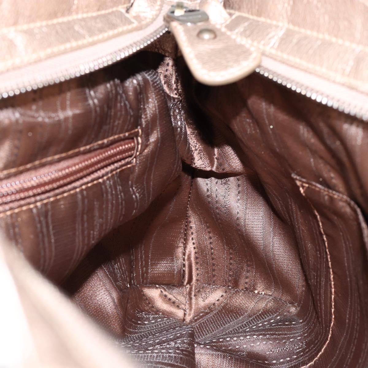 Salvatore Ferragamo Gancini Hand Bag Leather Gold Auth 154684