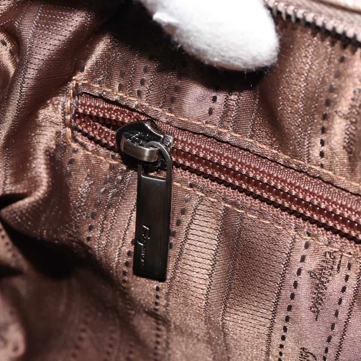 Salvatore Ferragamo Gancini Hand Bag Leather Gold Auth 154684