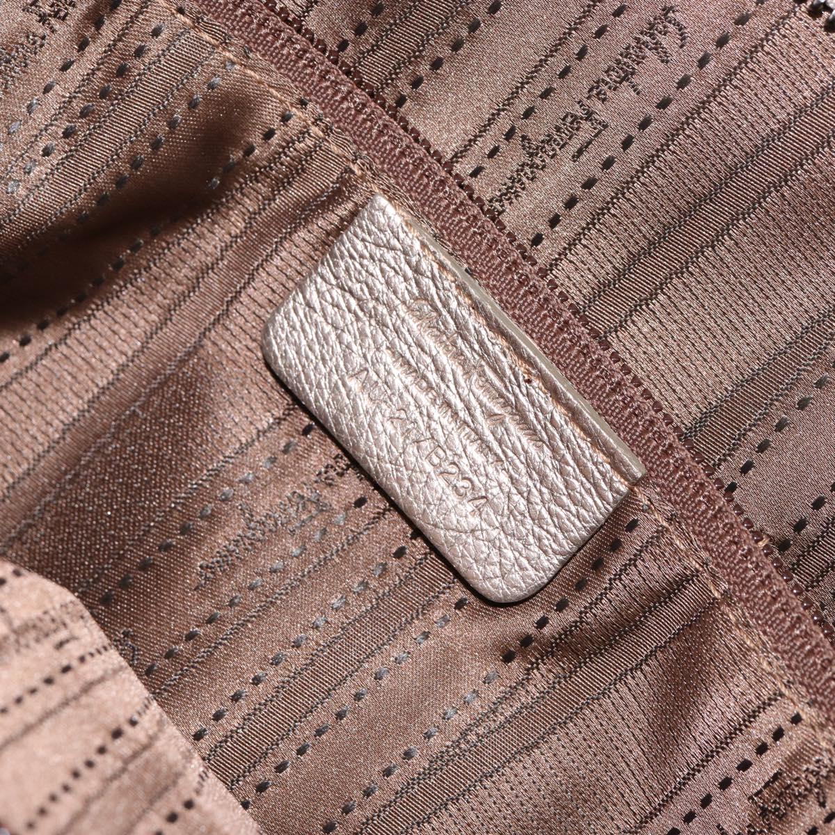 Salvatore Ferragamo Gancini Hand Bag Leather Gold Auth 154684