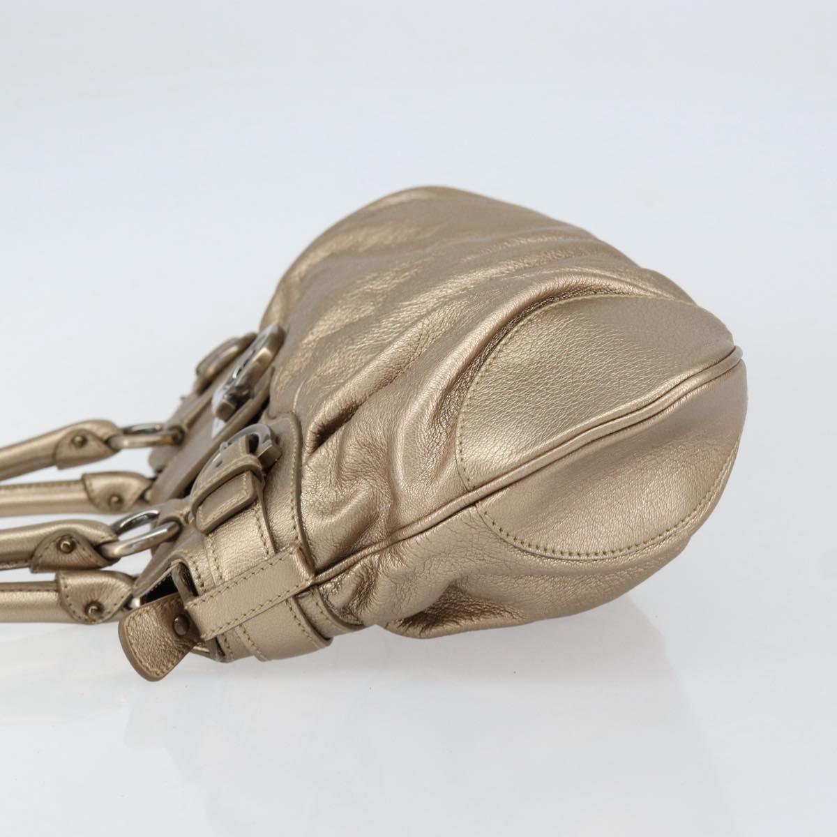 Salvatore Ferragamo Gancini Hand Bag Leather Gold Auth 154684