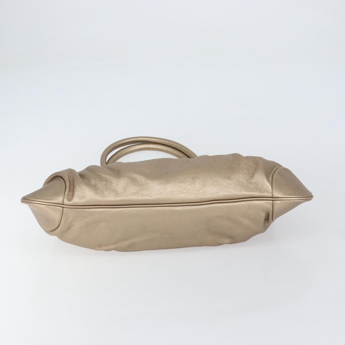 Salvatore Ferragamo Gancini Hand Bag Leather Gold Auth 154684