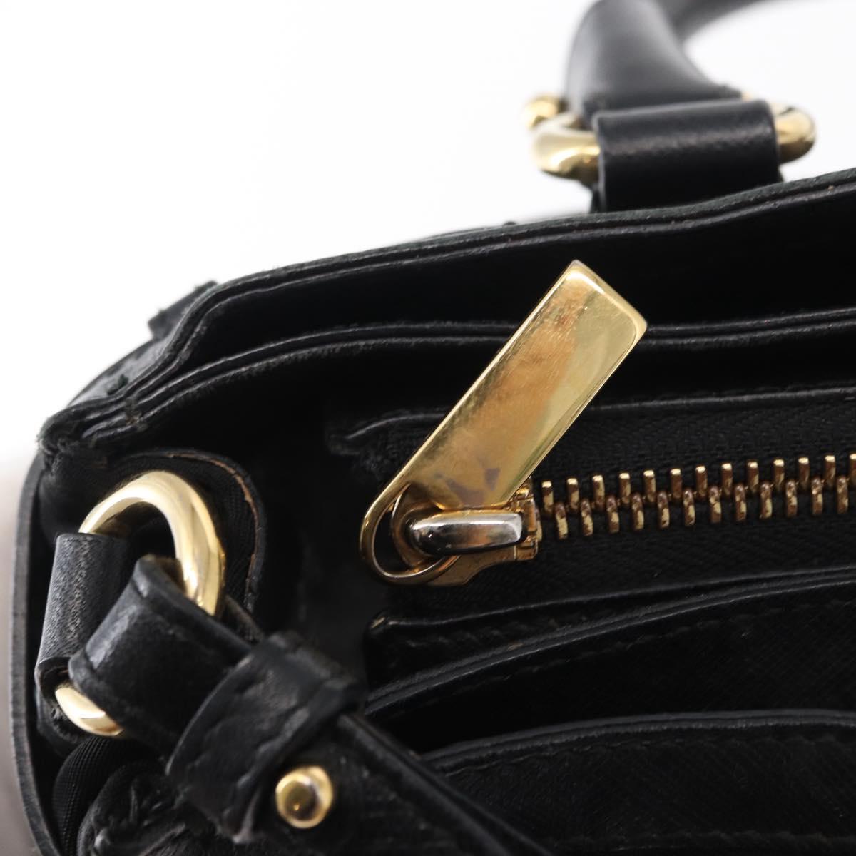 Salvatore Ferragamo Gancini Hand Bag Nylon 2way Black Gold Auth 154686