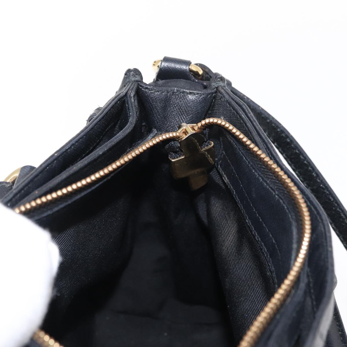 Salvatore Ferragamo Gancini Hand Bag Nylon 2way Black Gold Auth 154686