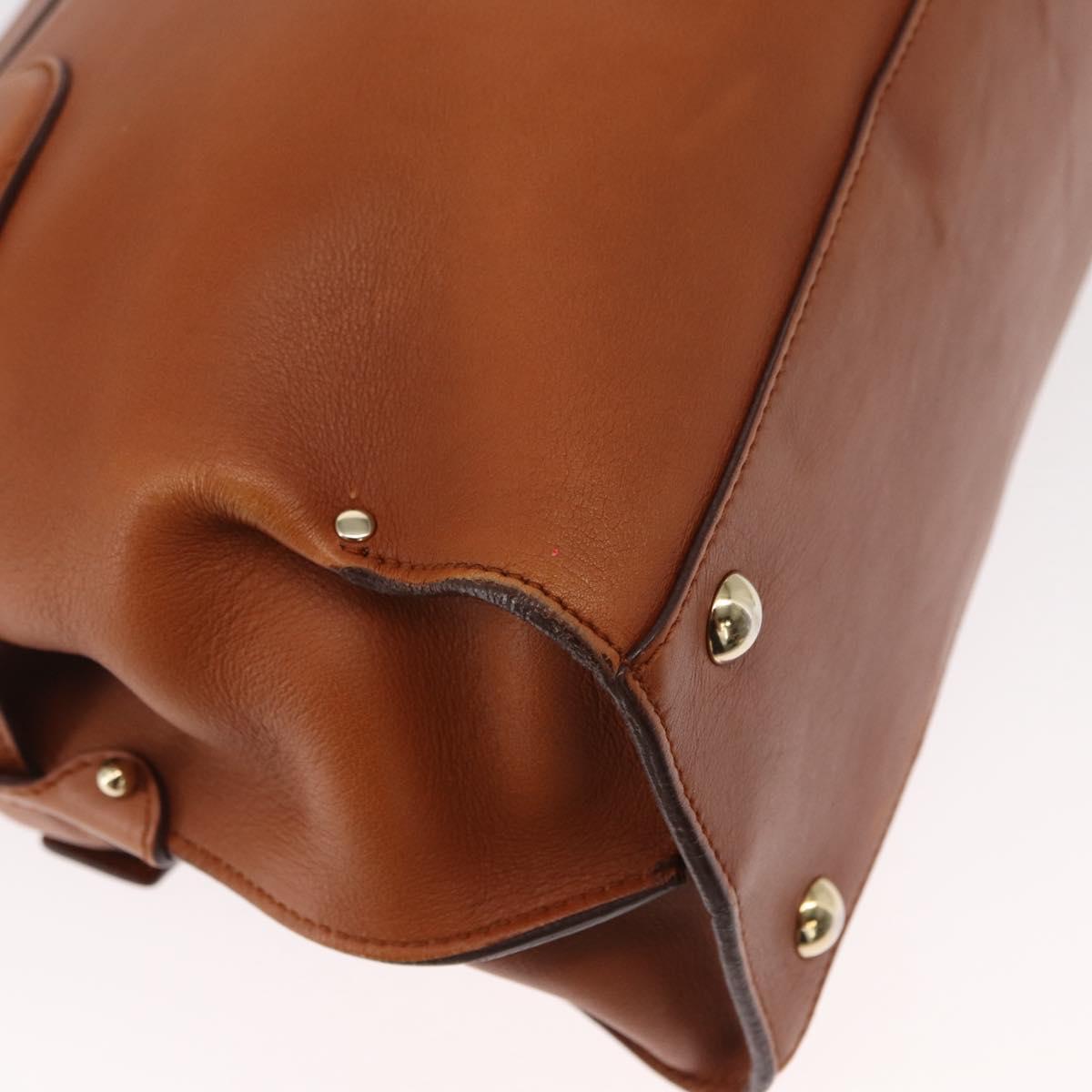 Salvatore Ferragamo Gancini Shoulder Bag Leather Brown Gold Auth 154688