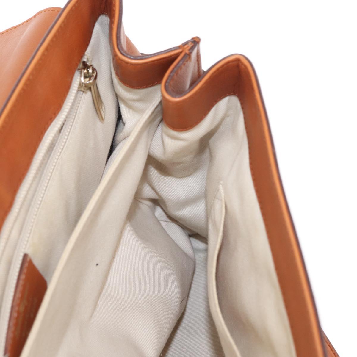 Salvatore Ferragamo Gancini Shoulder Bag Leather Brown Gold Auth 154688