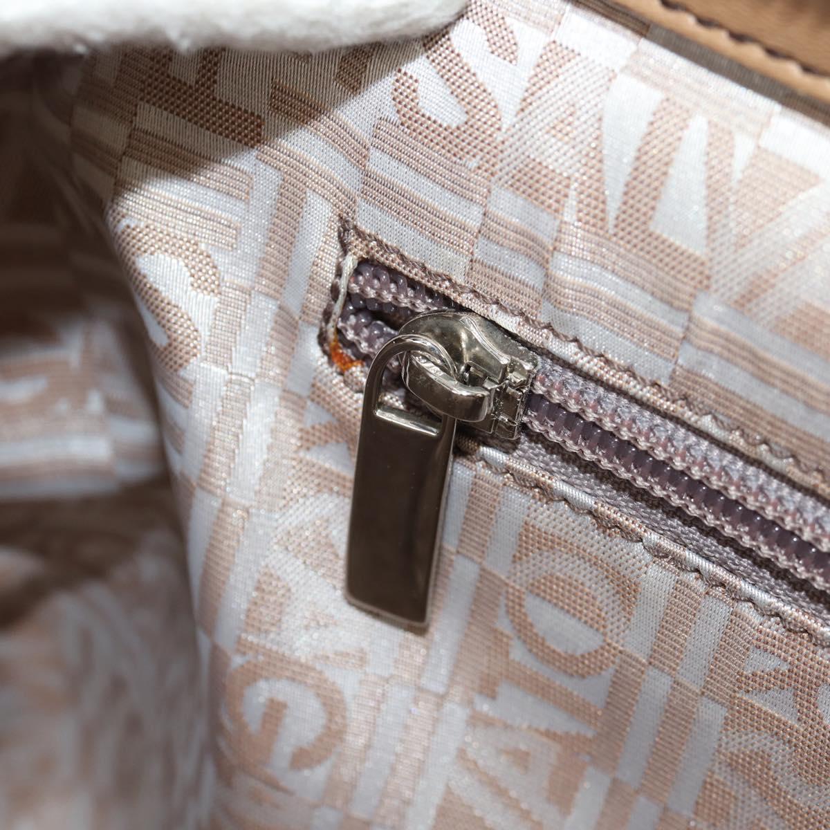 Salvatore Ferragamo Gancini Hand Bag Rattan Beige Silver Auth 154690V