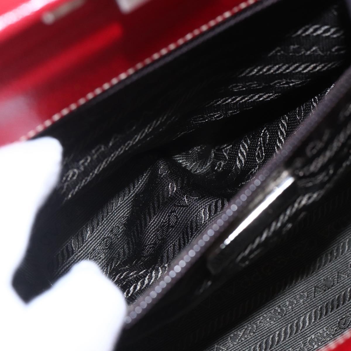 PRADA Hand Bag Leather Red Silver Auth 154691