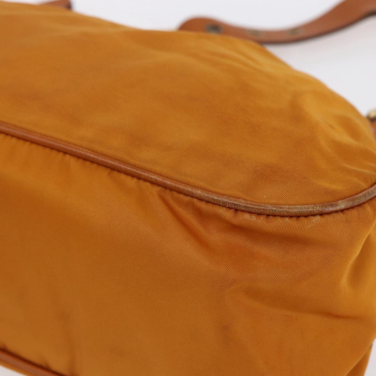 PRADA Shoulder Bag Nylon Orange Gold Auth 154692