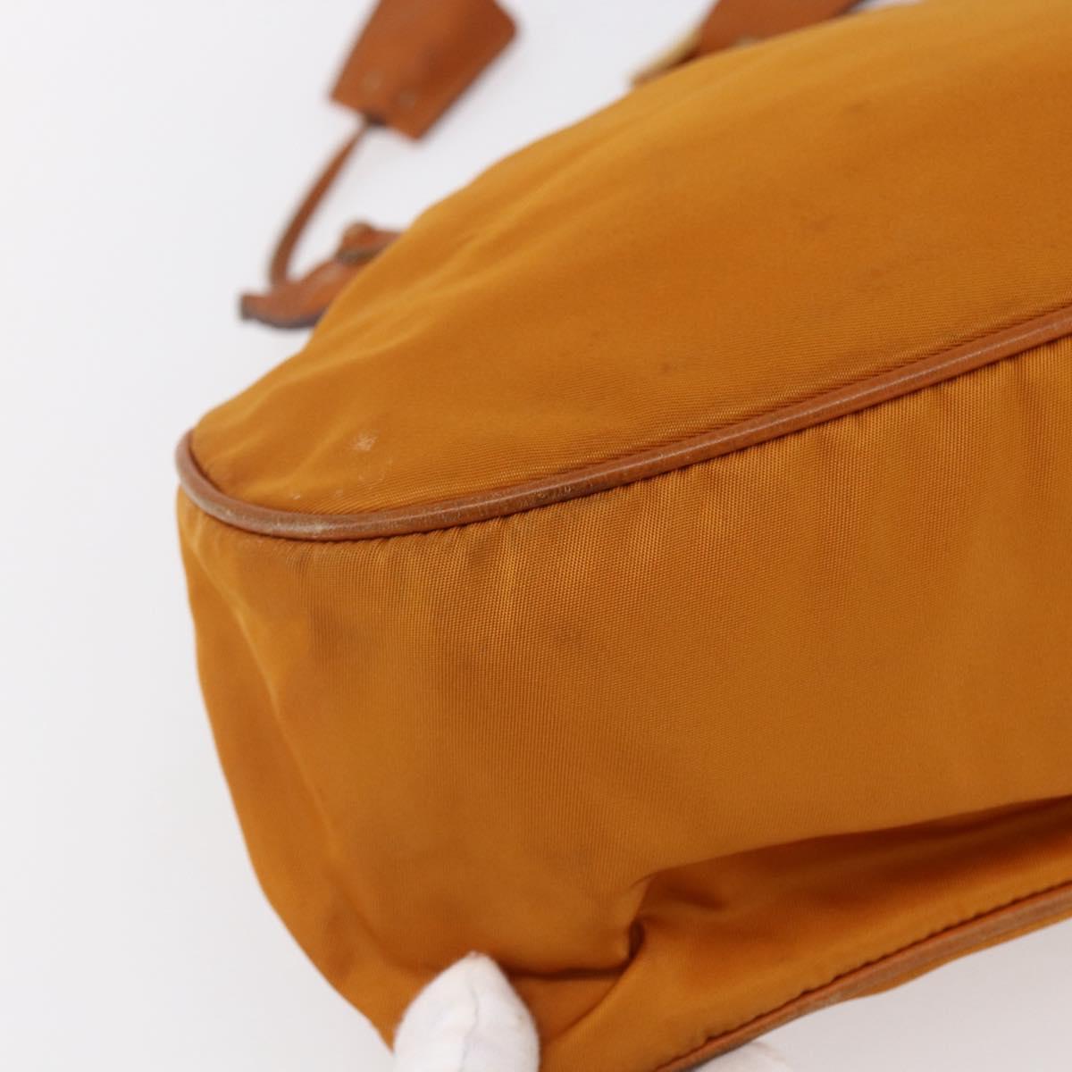 PRADA Shoulder Bag Nylon Orange Gold Auth 154692
