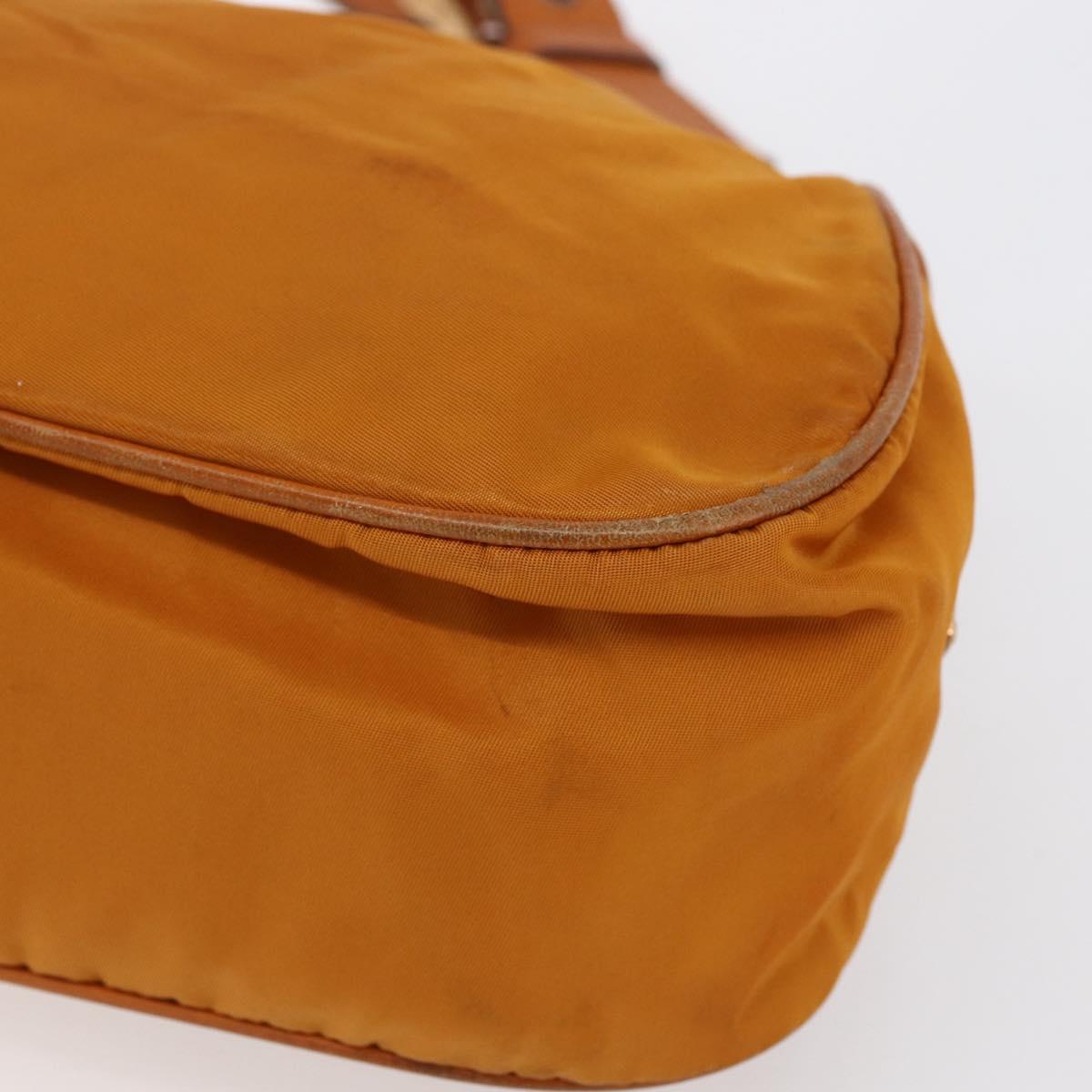 PRADA Shoulder Bag Nylon Orange Gold Auth 154692