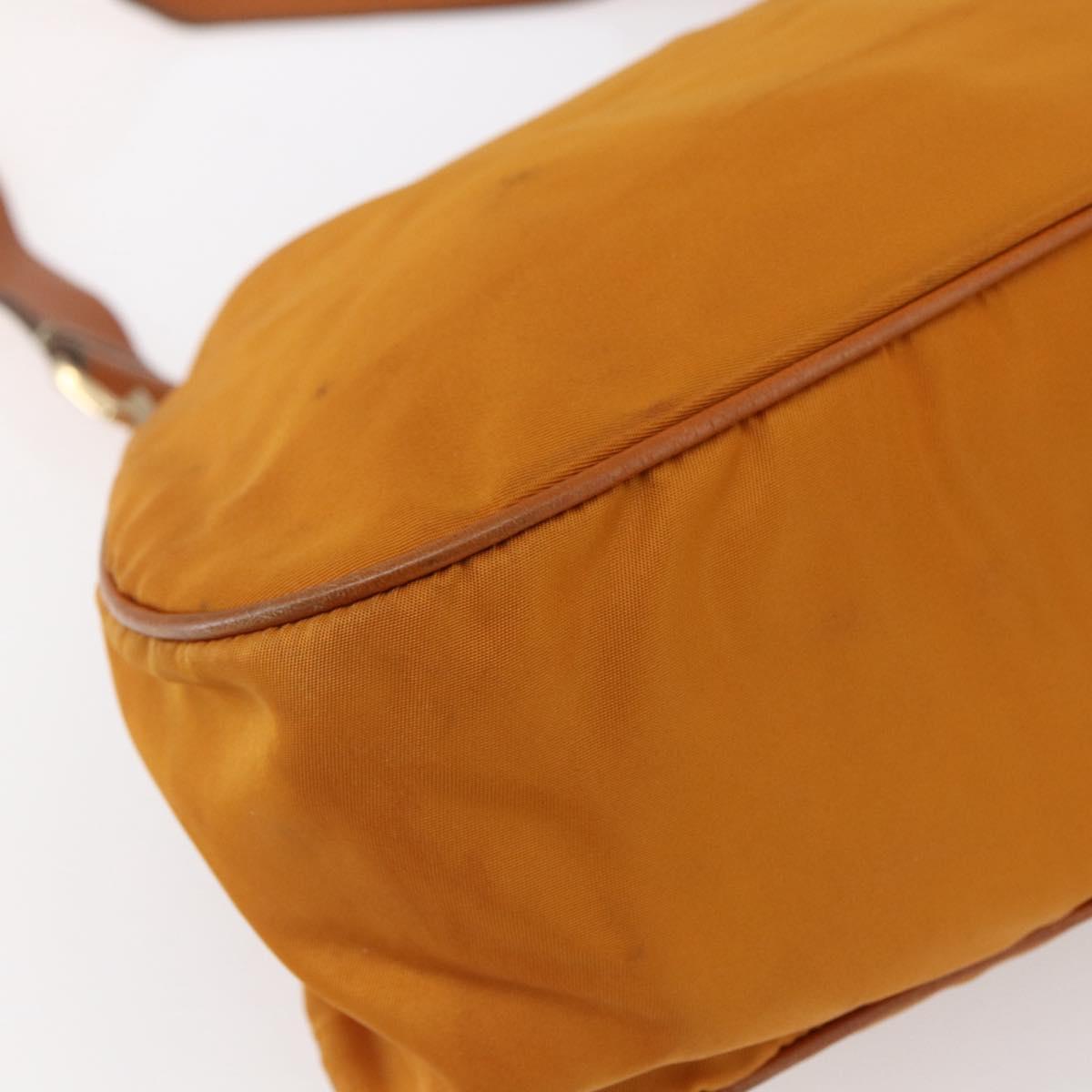 PRADA Shoulder Bag Nylon Orange Gold Auth 154692