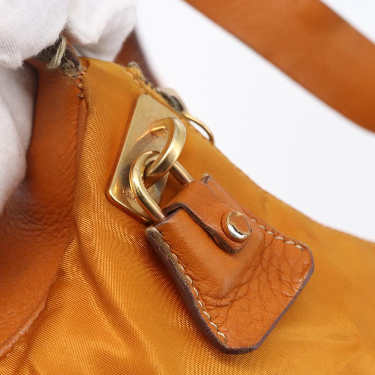 PRADA Shoulder Bag Nylon Orange Gold Auth 154692