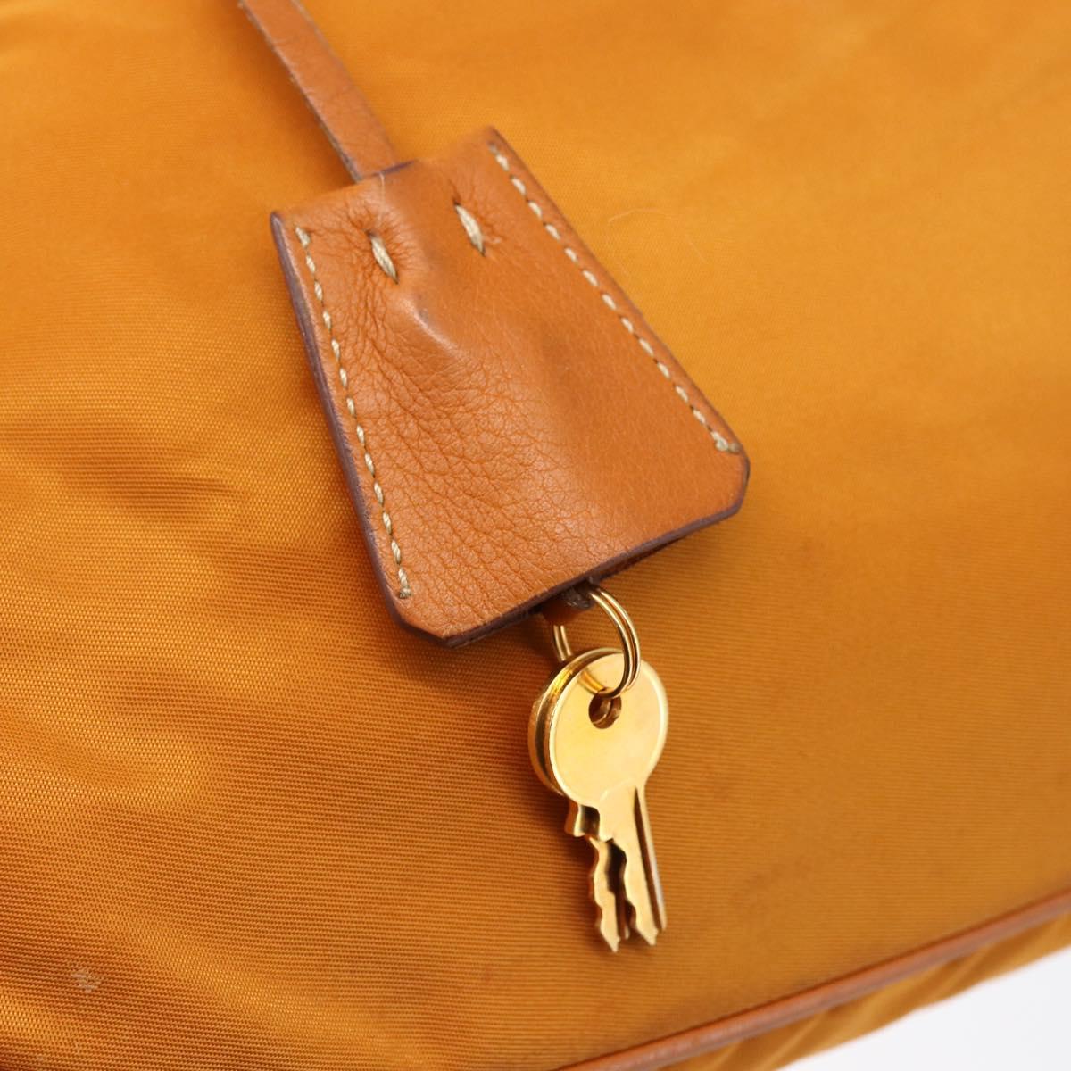PRADA Shoulder Bag Nylon Orange Gold Auth 154692