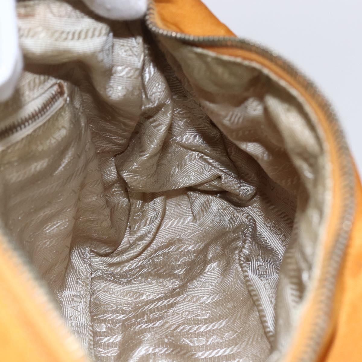 PRADA Shoulder Bag Nylon Orange Gold Auth 154692