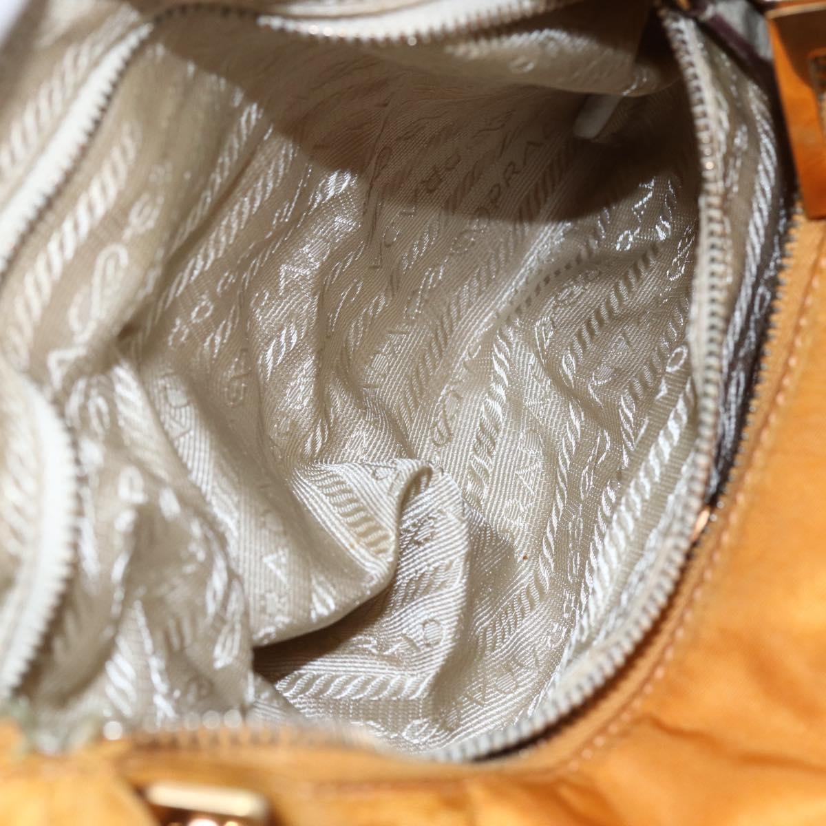 PRADA Shoulder Bag Nylon Orange Gold Auth 154692