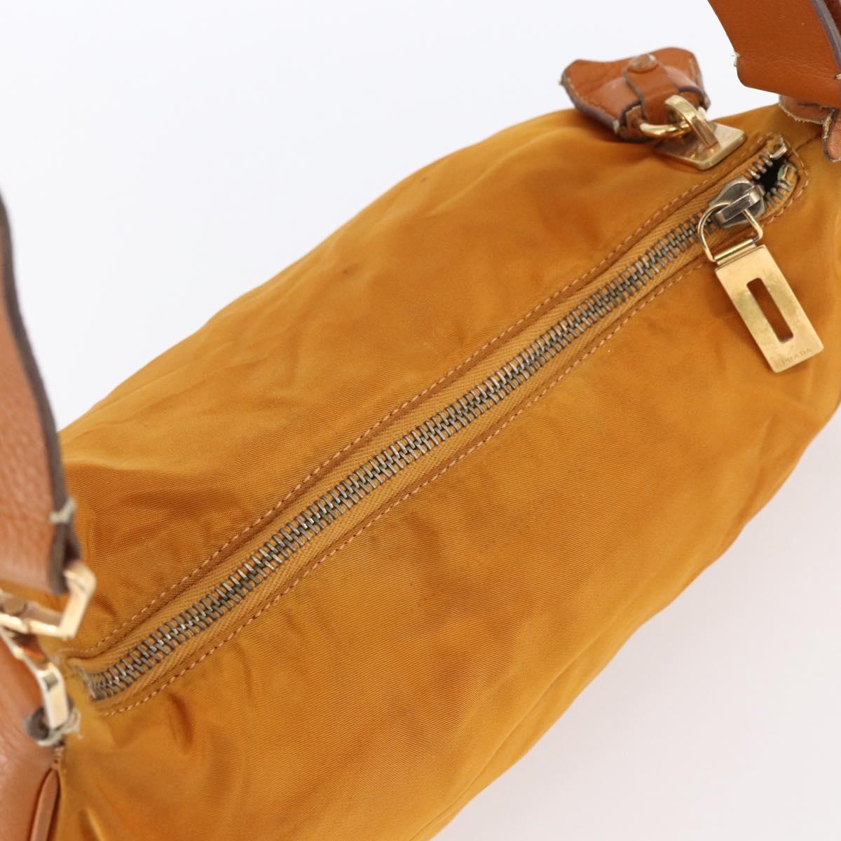 PRADA Shoulder Bag Nylon Orange Gold Auth 154692