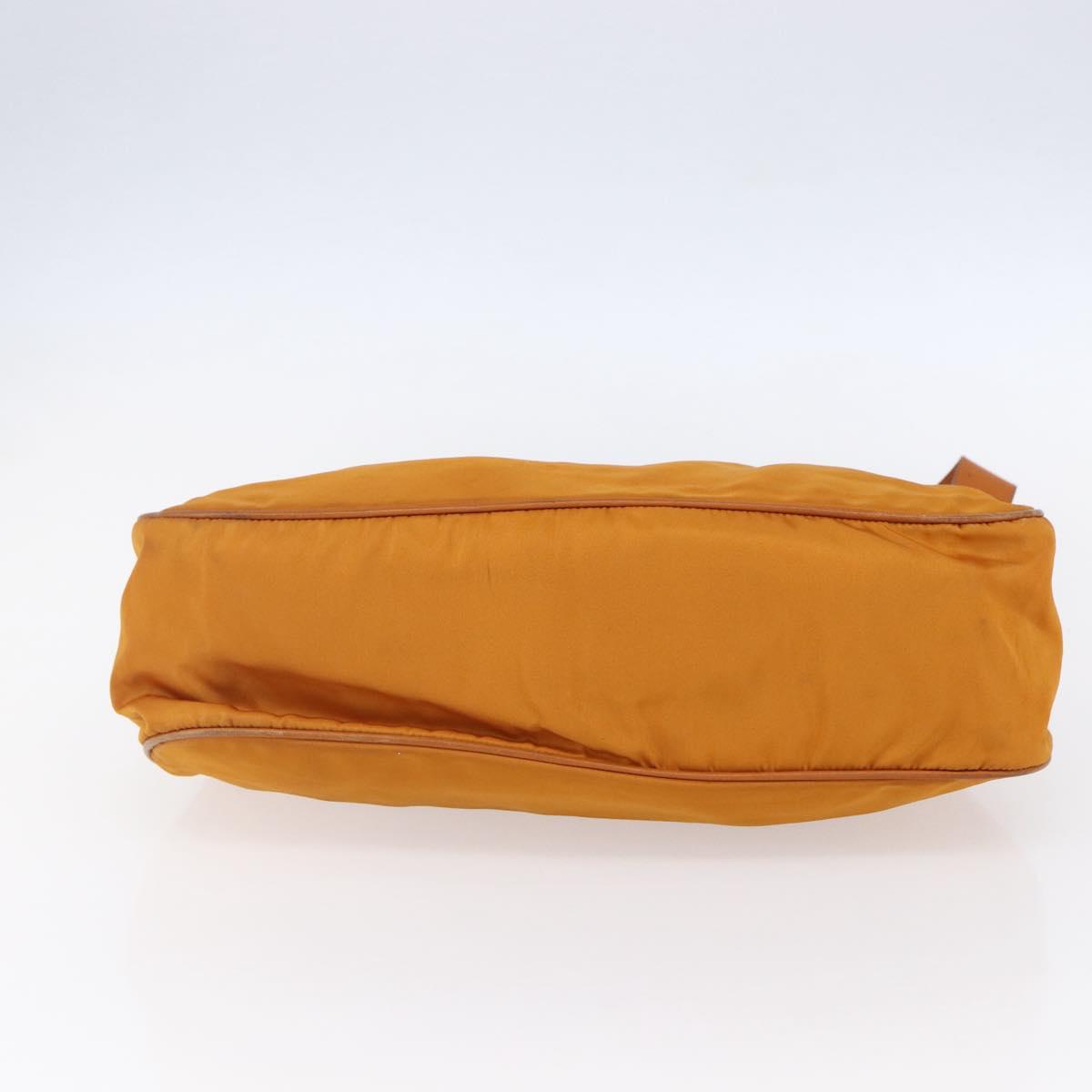 PRADA Shoulder Bag Nylon Orange Gold Auth 154692