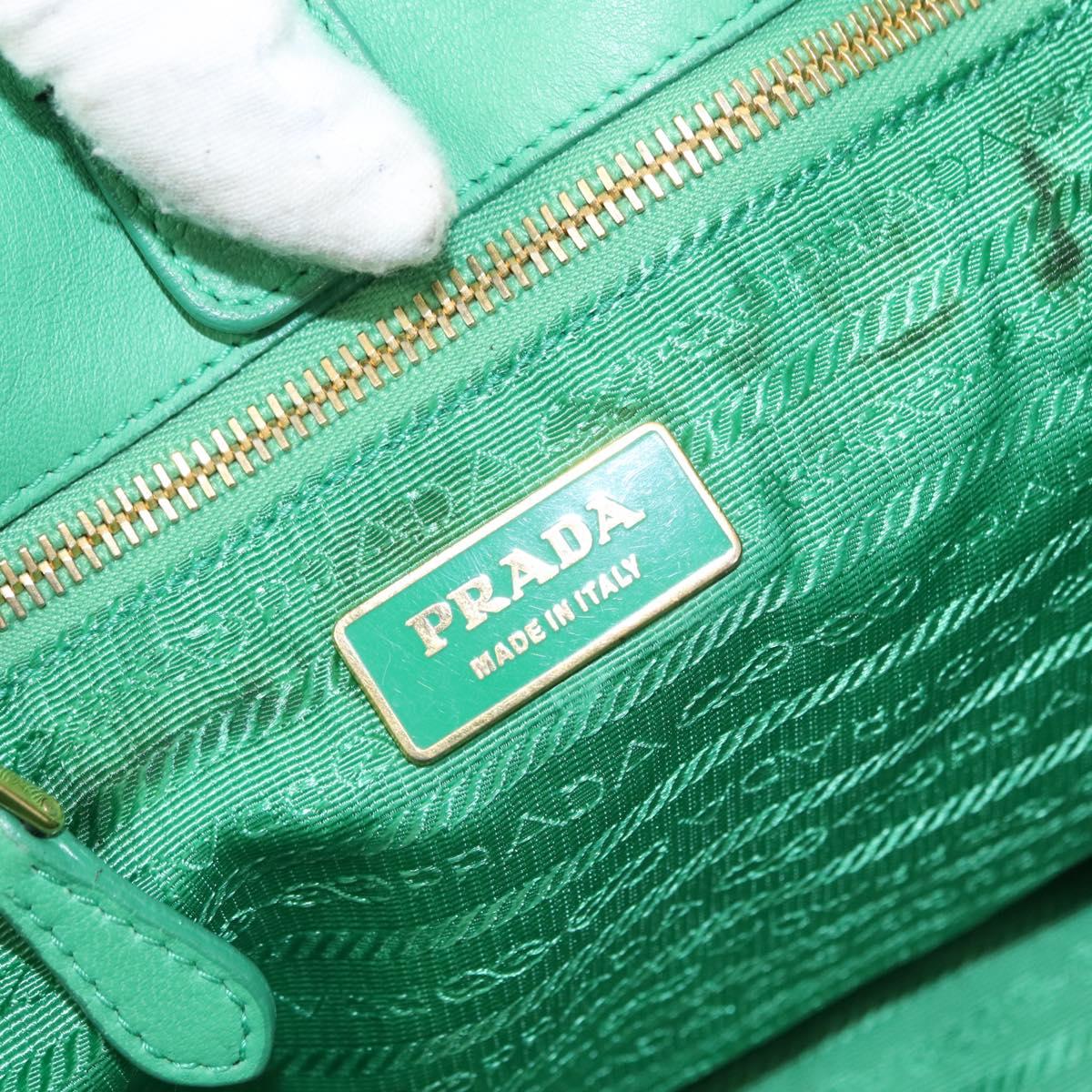 PRADA Hand Bag Nylon Green Gold Auth 154693