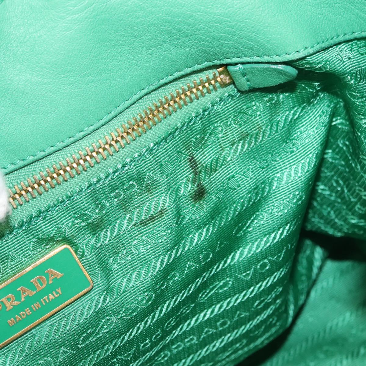 PRADA Hand Bag Nylon Green Gold Auth 154693