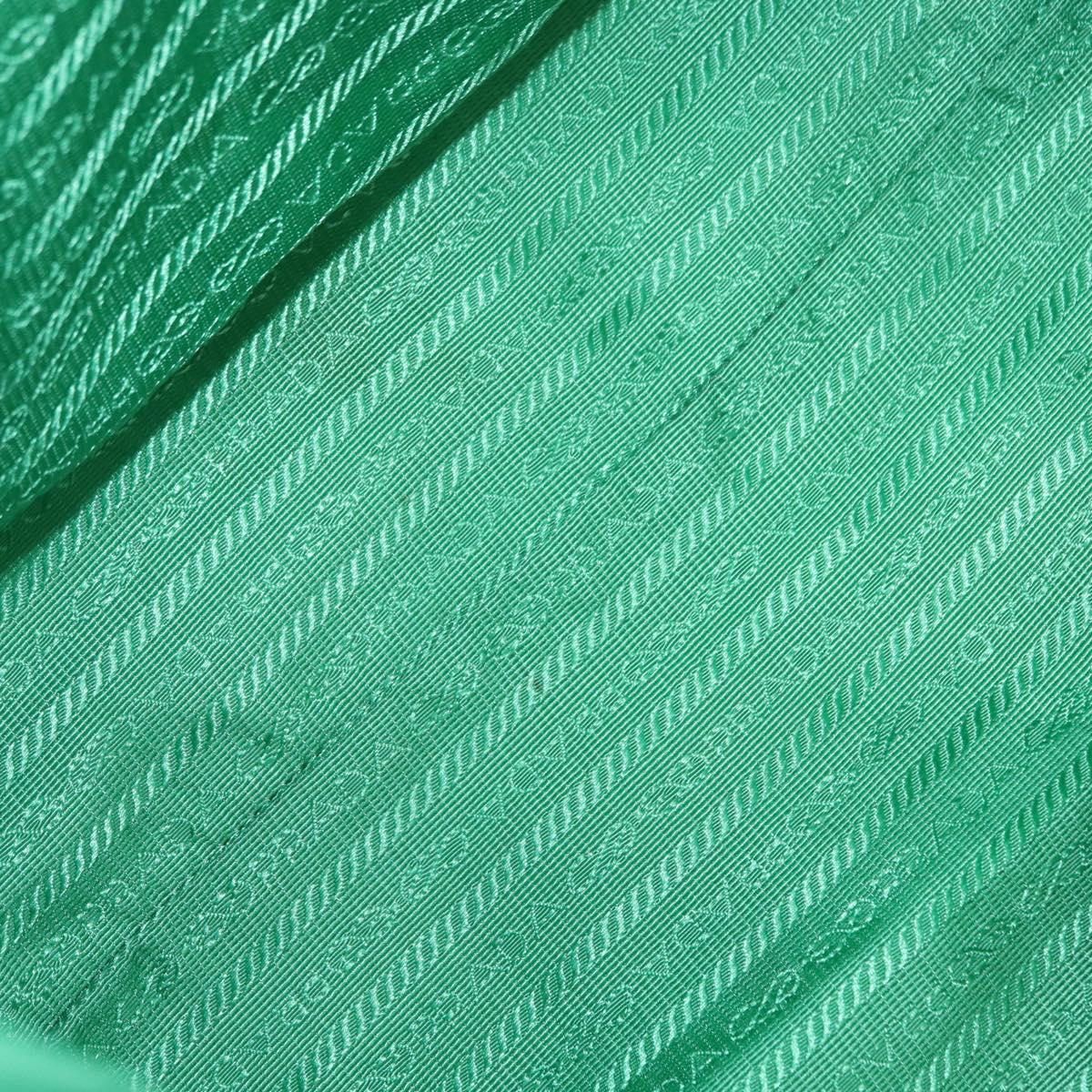 PRADA Hand Bag Nylon Green Gold Auth 154693