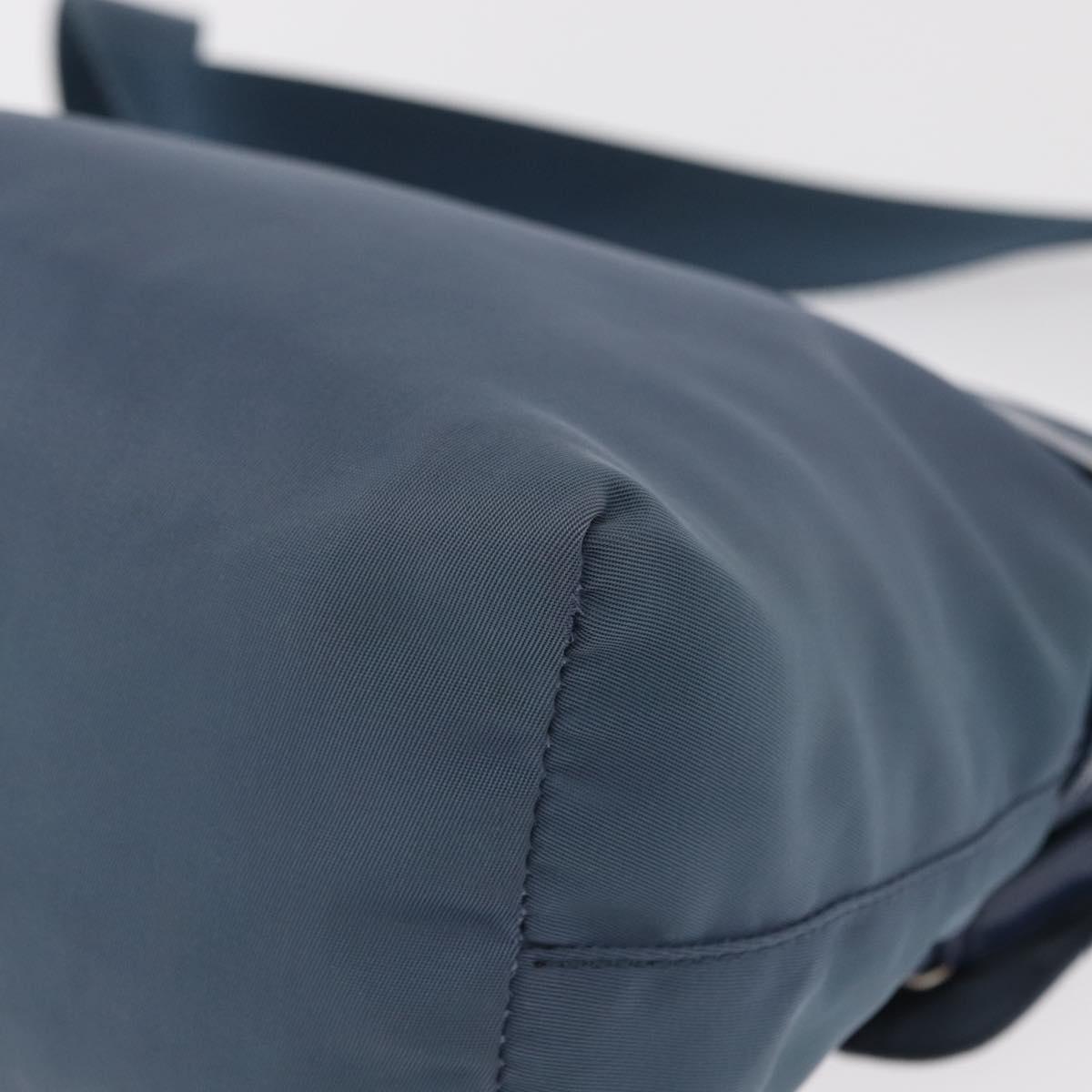 PRADA Shoulder Bag Nylon Light Blue Silver Auth 154694