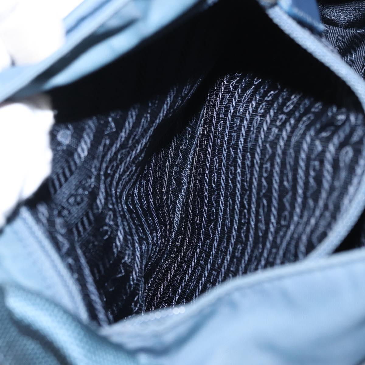 PRADA Shoulder Bag Nylon Light Blue Silver Auth 154694