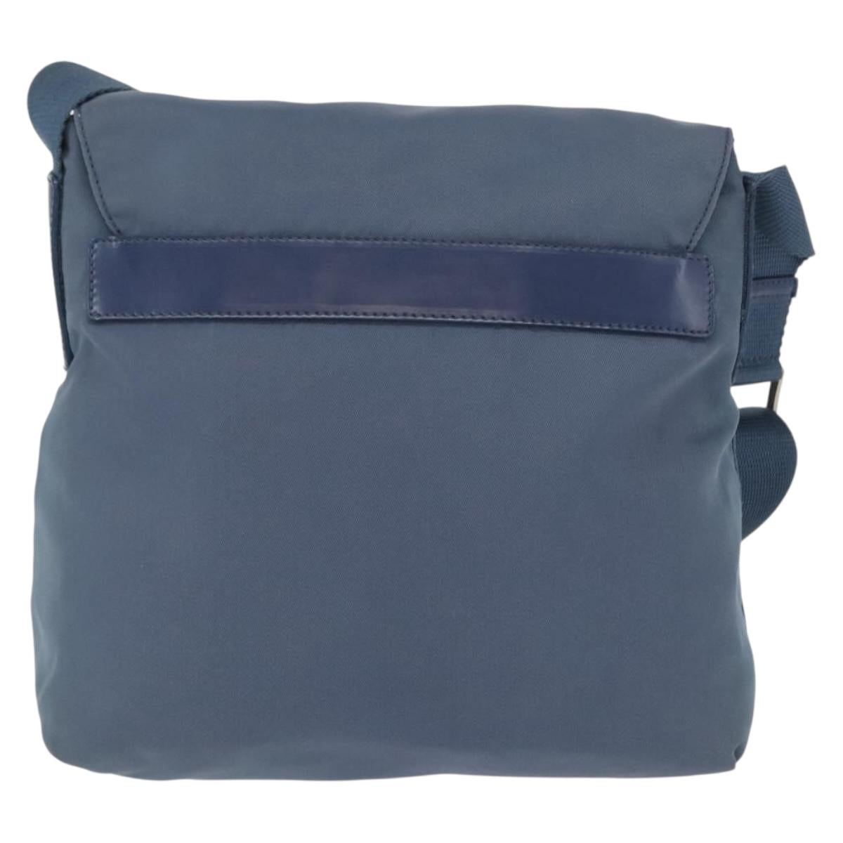 PRADA Shoulder Bag Nylon Light Blue Silver Auth 154694