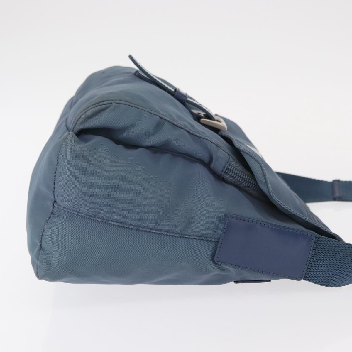 PRADA Shoulder Bag Nylon Light Blue Silver Auth 154694