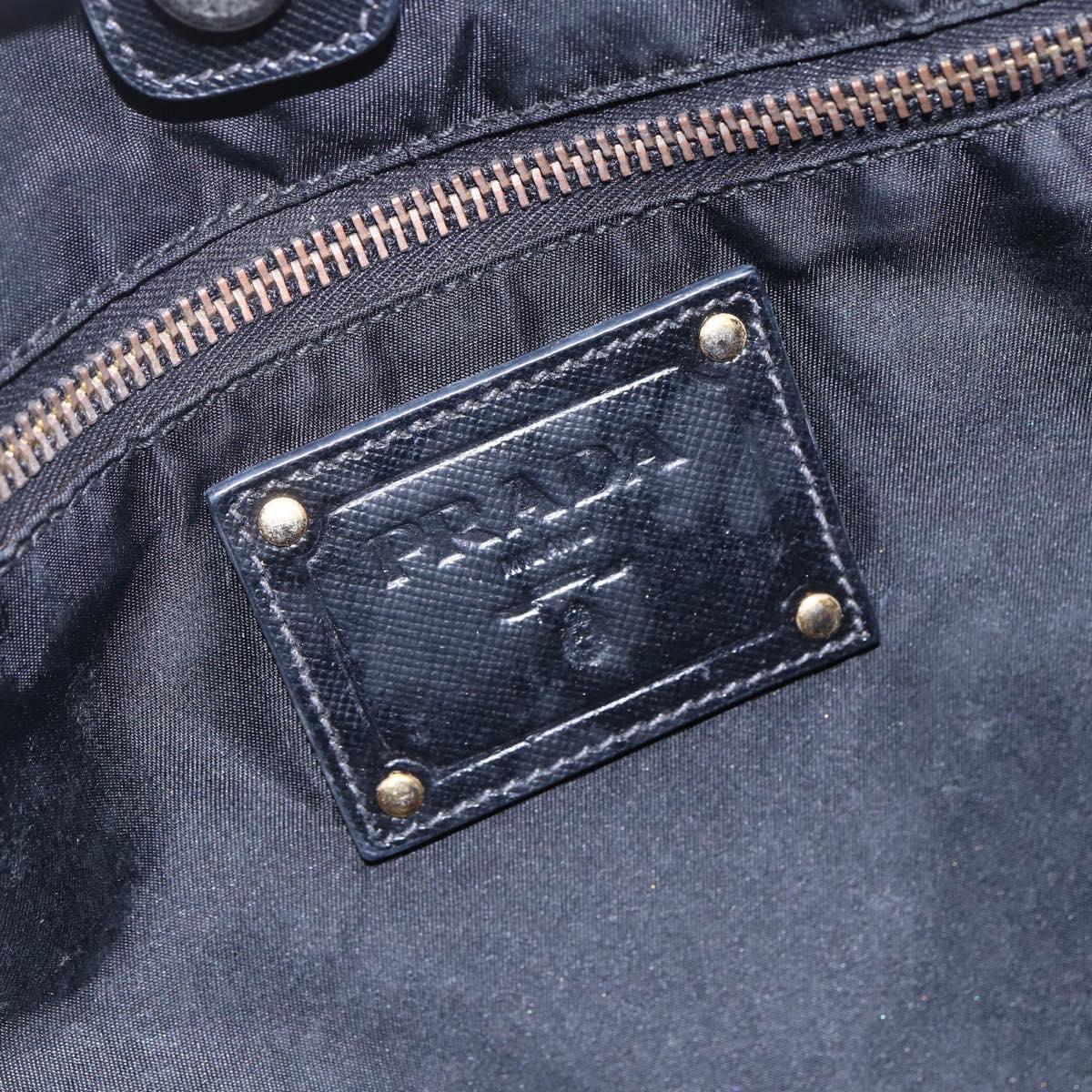 PRADA Tote Bag Nylon Black Gold Auth 154695