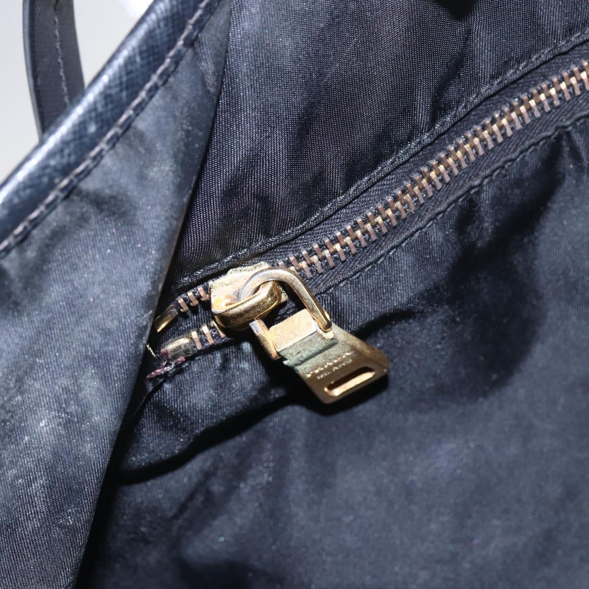 PRADA Tote Bag Nylon Black Gold Auth 154695