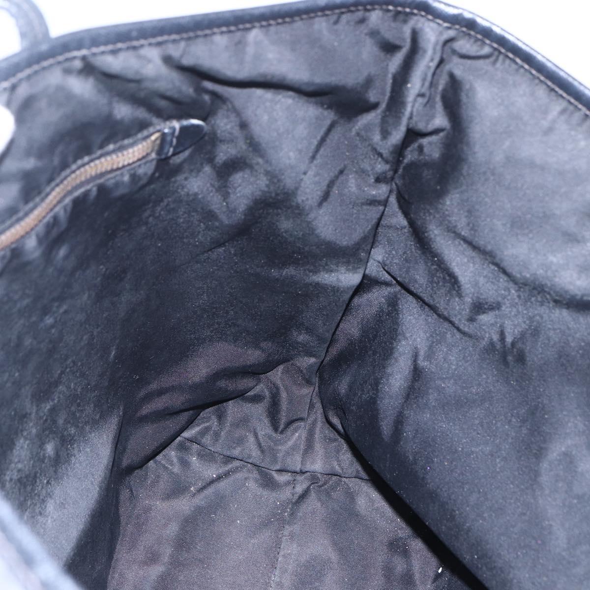 PRADA Tote Bag Nylon Black Gold Auth 154695