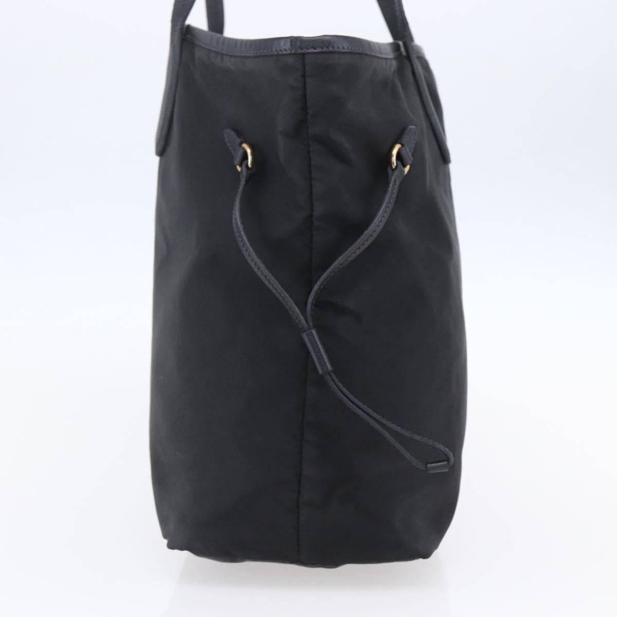 PRADA Tote Bag Nylon Black Gold Auth 154695