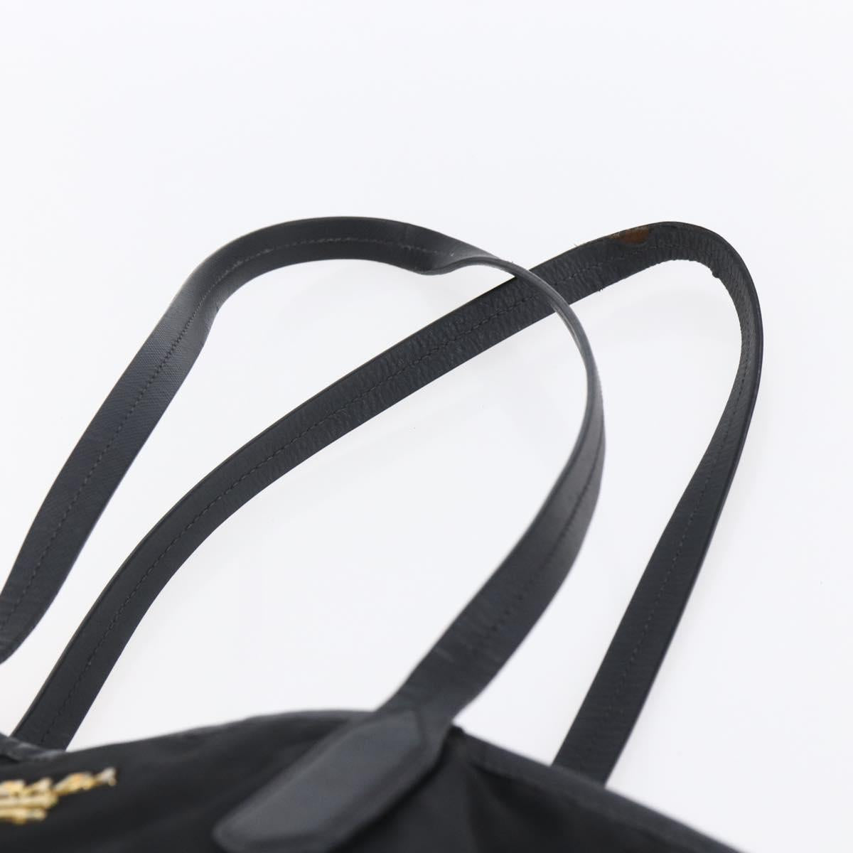 PRADA Tote Bag Nylon Black Gold Auth 154695