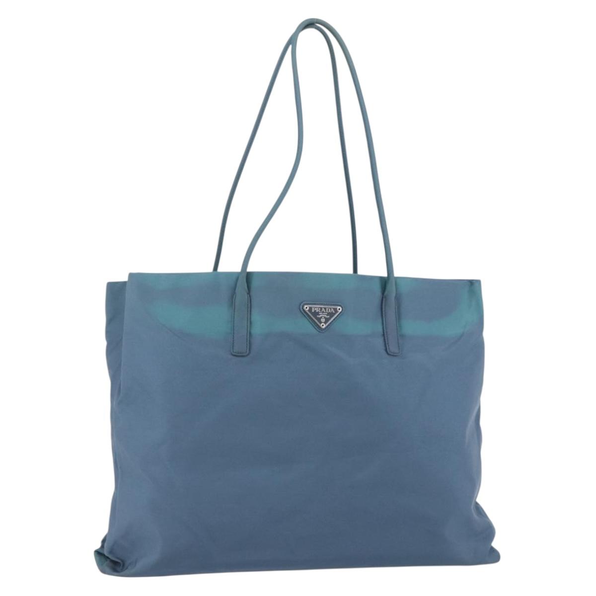 PRADA Shoulder Bag Nylon Light Blue Silver Auth 154696