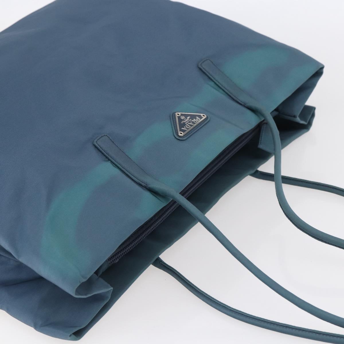 PRADA Shoulder Bag Nylon Light Blue Silver Auth 154696